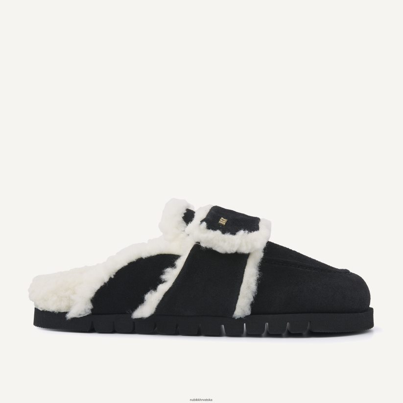 cipele Nubikk plišane krznene papuče muškarci crno PBP6TP58