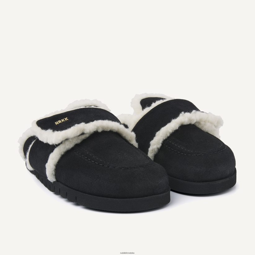 cipele Nubikk plišane krznene papuče muškarci crno PBP6TP58