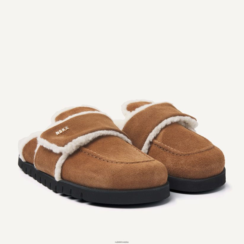 cipele Nubikk plišane krznene papuče muškarci konjak PBP6TP57