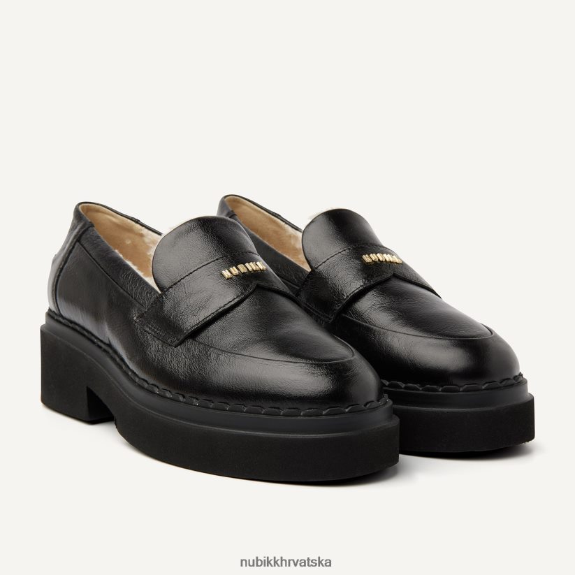 cipele Nubikk frankie krznene lakirane mokasinke žene crno PBP6TP147