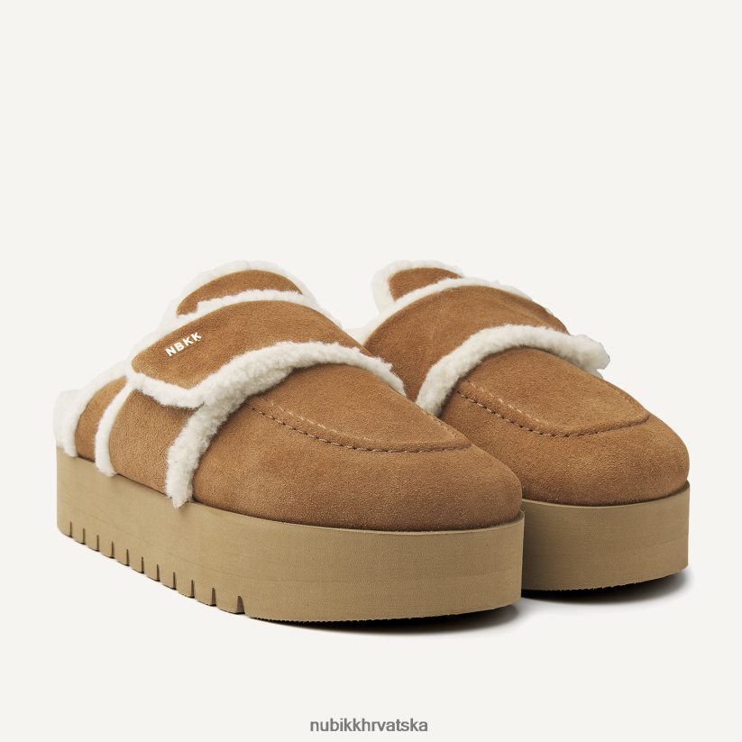 cipele Nubikk teddy zdepaste krznene papuče žene konjak PBP6TP100